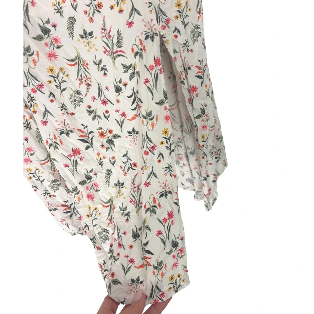 Old Navy Womens Floral Peasant Cottagecore Midi Dress Puff Sleeve Smocked M
